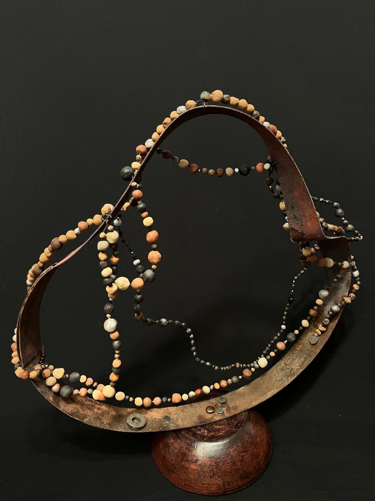 Aitken_Penelope_CCO_2025_60x68x25cm_steel ceramic beads Banyule Open Studios