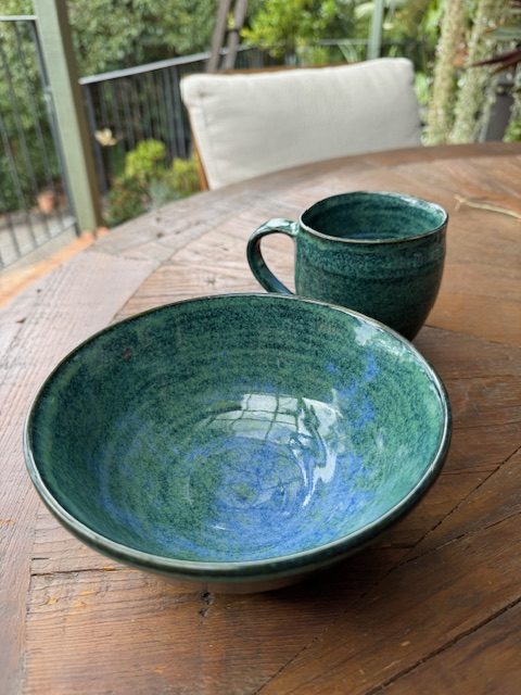 Notley_liz_blue bowl and mug_may25_stoneware Banyule Open Studios
